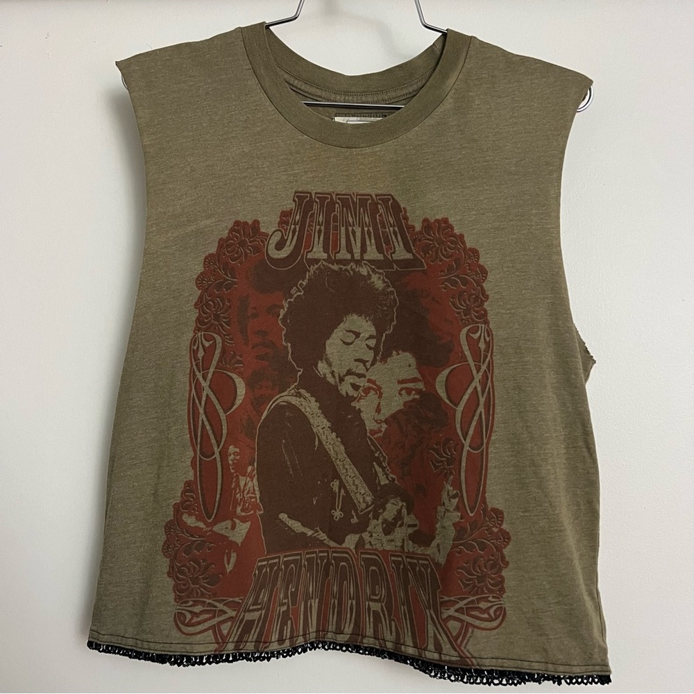Olive Green Jimi Hendrix Graphic Tank Top